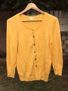 Halogen Women's Knit Button-Up Mustard Cardigan L